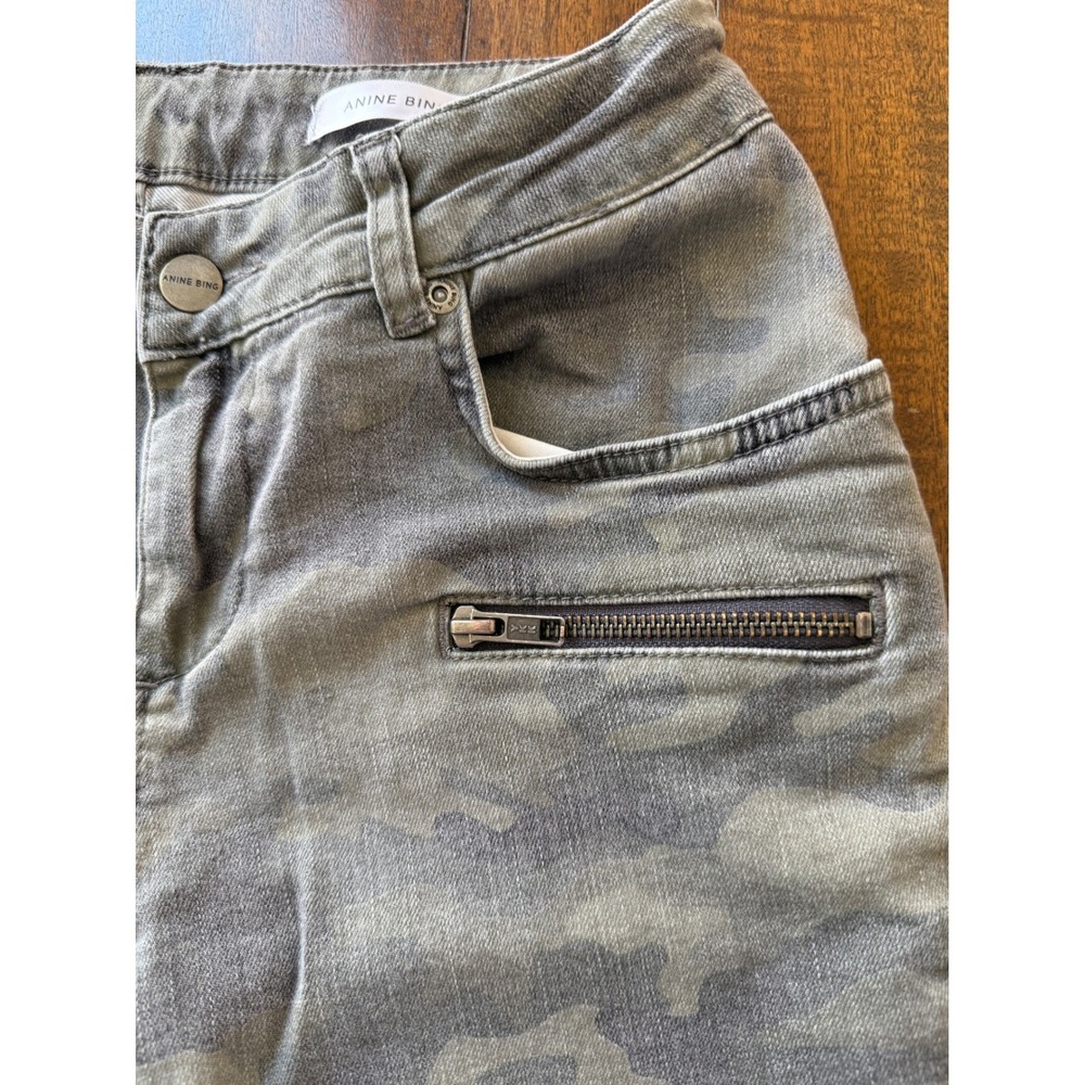 Anine Bing Womens Grey Camo Skinny Jeans Ankle Zip Moto Pants Size 27 - Picture 4 of 10